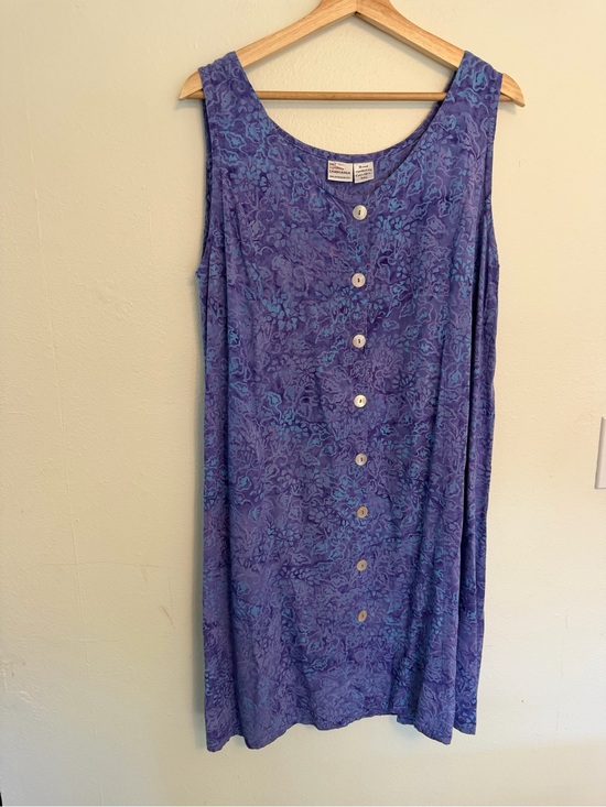 Dresses & Skirts - Purple Button-Front Sleeveless batik shell buttons vacation floral